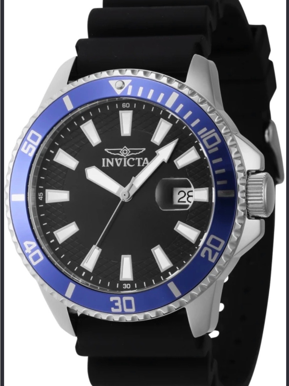 Invicta Men’s Blue-Bezel Pro DiverWatch with Black Strap